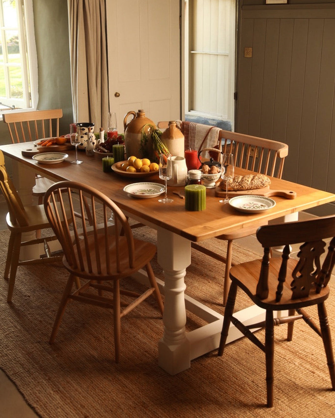 A traditional farmhouse dining room styled by Stanwick & Co